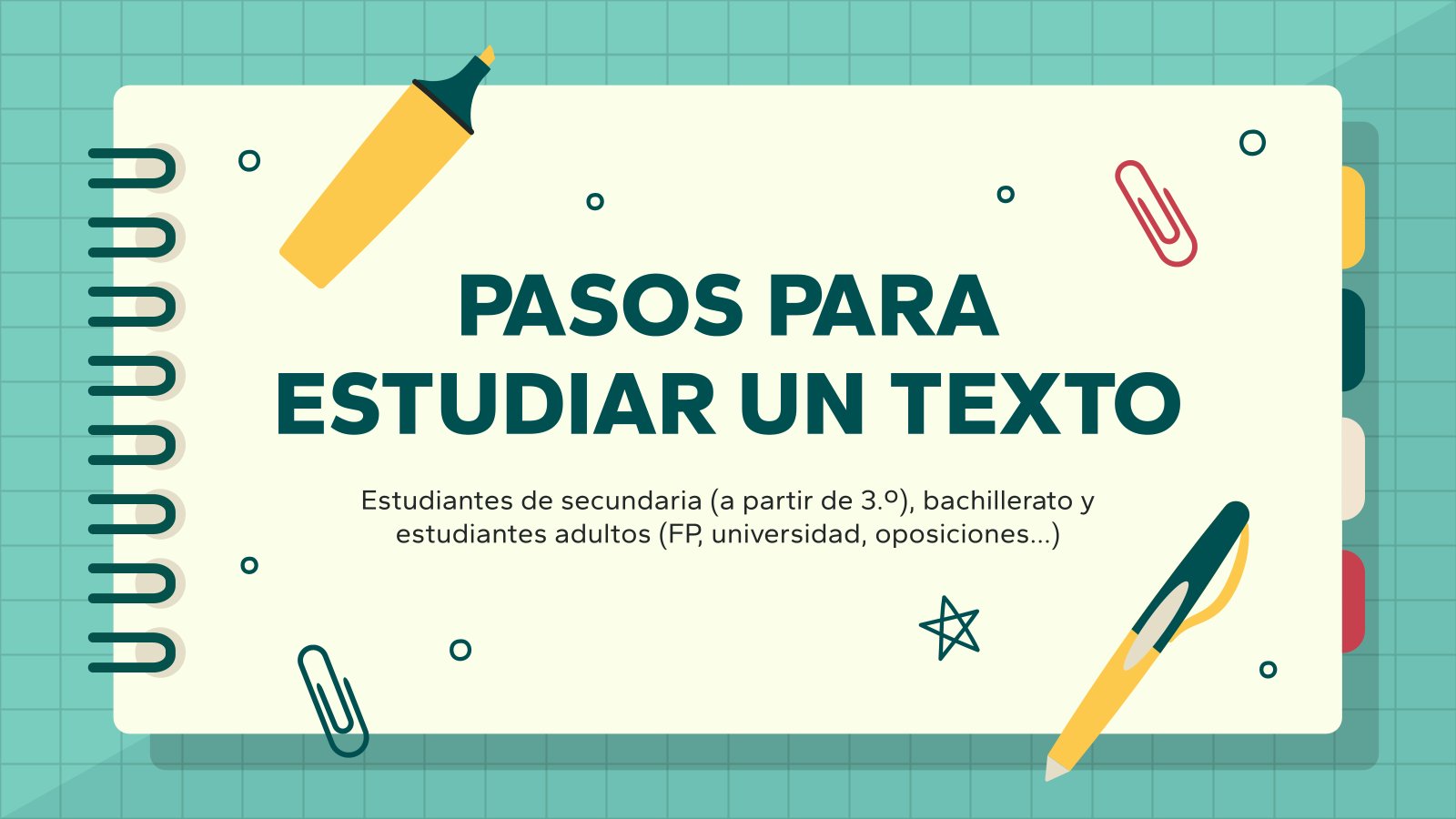 Plantilla de presentación Pasos para estudiar un texto